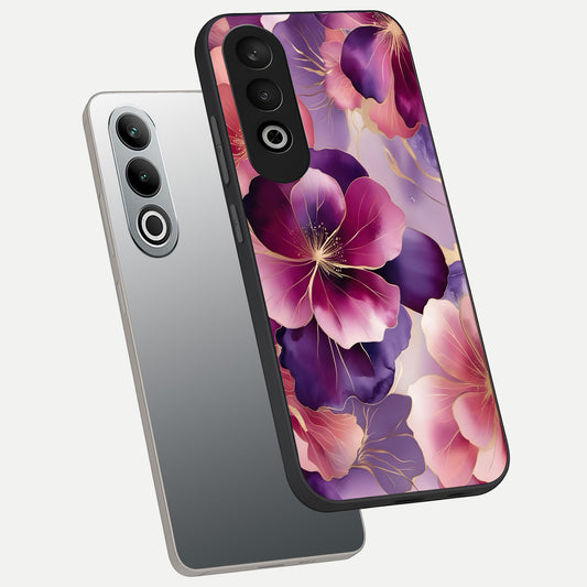  Pink Bouquet Florals phone case For Oneplus Nord CE4 showing premium glass back cover with detailed artwork