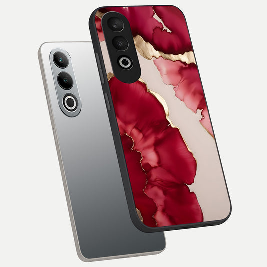  Pink And White Marble phone case For Oneplus Nord CE4 showing premium glass back cover with detailed artwork