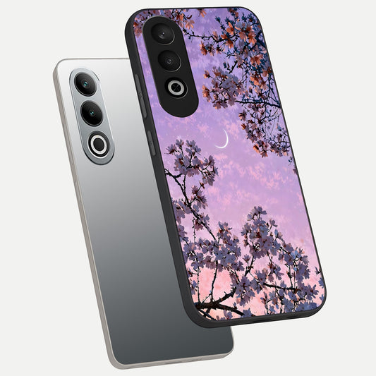  Purple Serenity Moon phone case For Oneplus Nord CE4 showing premium glass back cover with detailed artwork