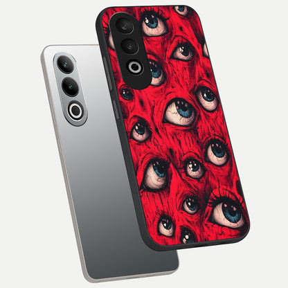  Red Eyes Pattern phone case For Oneplus Nord CE4 showing premium glass back cover with detailed artwork