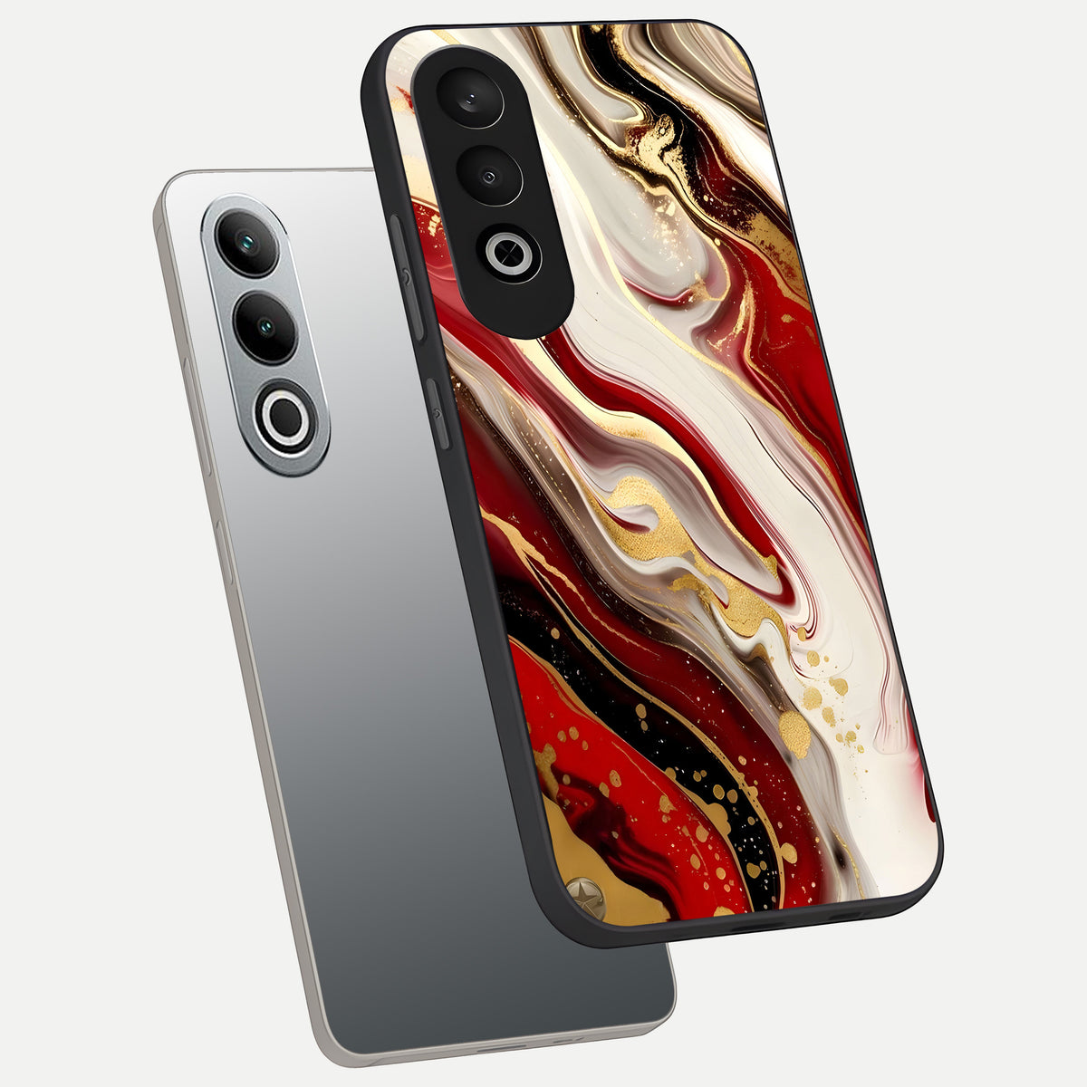  Red And White Marble phone case For Oneplus Nord CE4 showing premium glass back cover with detailed artwork
