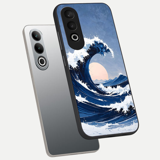  Rising Tide Power phone case For Oneplus Nord CE4 showing premium glass back cover with detailed artwork