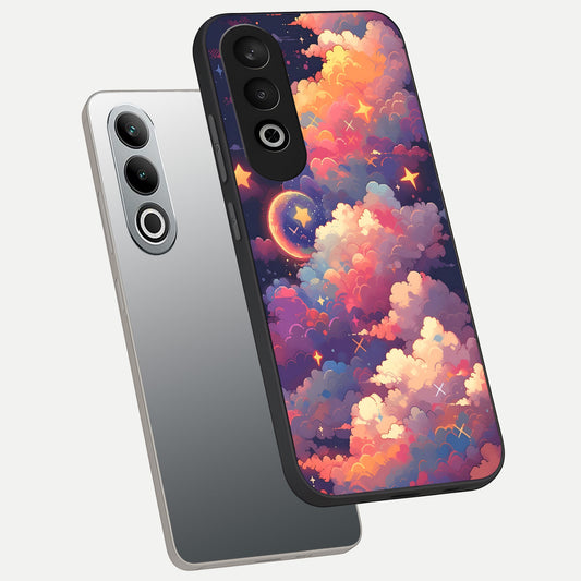  Starlit Dream Clouds phone case For Oneplus Nord CE4 showing premium glass back cover with detailed artwork