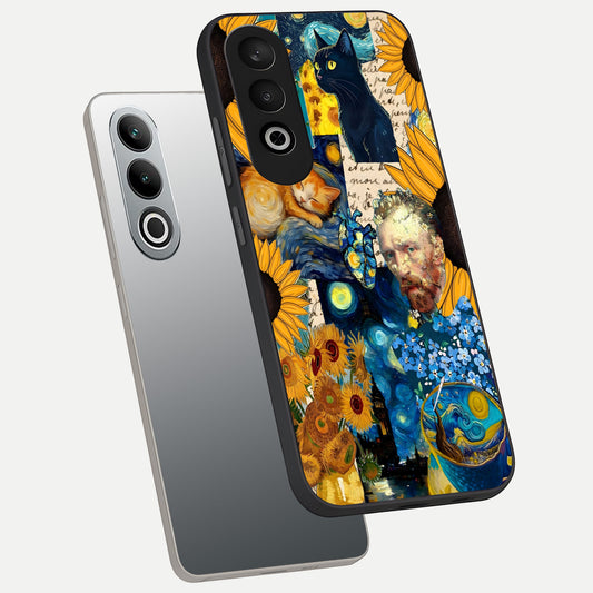  Sunflower Chic Mood Custom Name phone case For Oneplus Nord CE4 showing premium glass back cover with detailed artwork