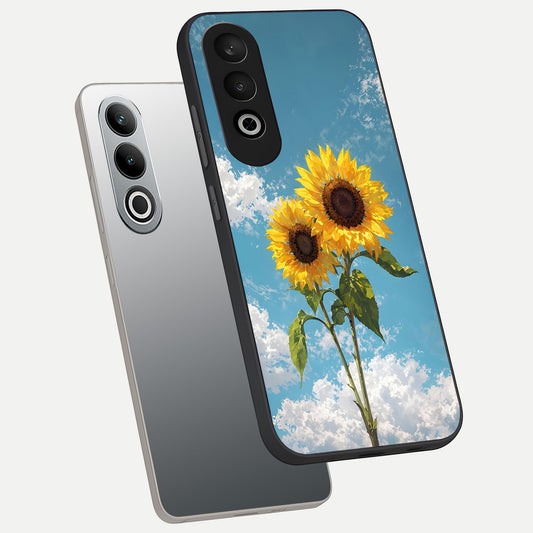 Sunlit Daisy Glow phone case For Oneplus Nord CE4 showing premium glass back cover with detailed artwork