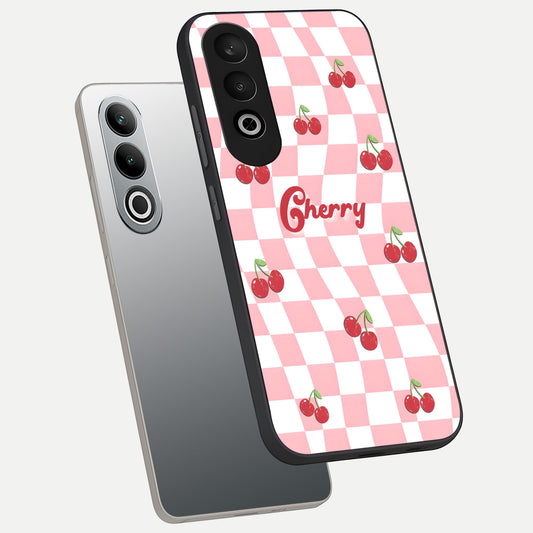  Sweet Cherry Vibes phone case For Oneplus Nord CE4 showing premium glass back cover with detailed artwork