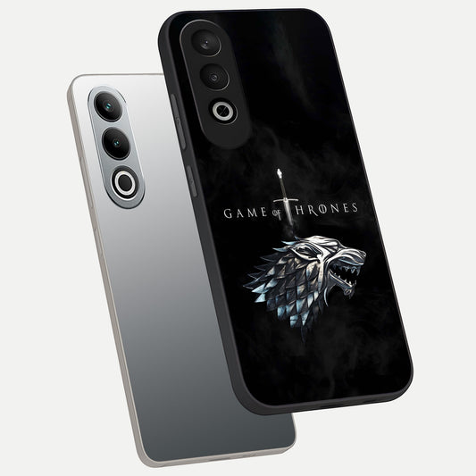  Throne Wolf Legacy phone case For Oneplus Nord CE4 showing premium glass back cover with detailed artwork