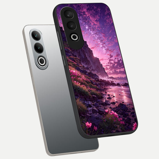  Twilight Blossom Coast phone case For Oneplus Nord CE4 showing premium glass back cover with detailed artwork
