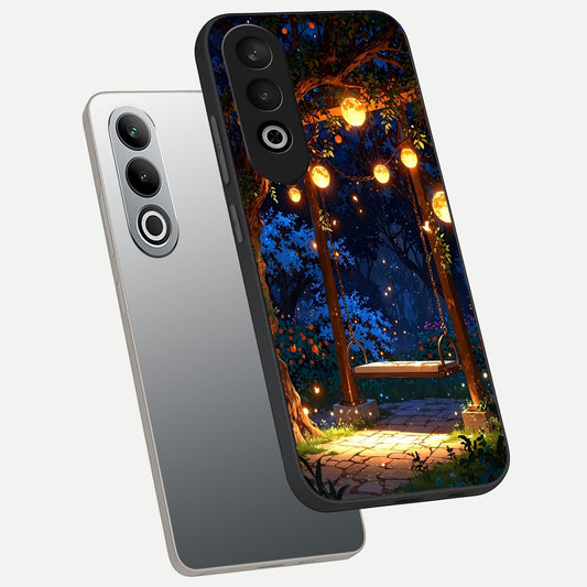  Twilight Garden Swing phone case For Oneplus Nord CE4 showing premium glass back cover with detailed artwork