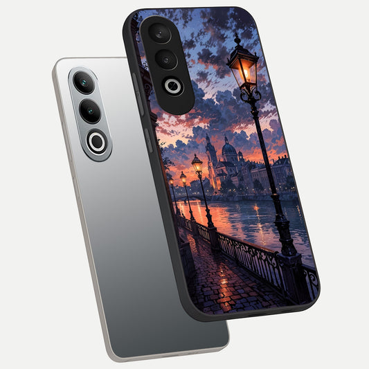  Twilight River Lights phone case For Oneplus Nord CE4 showing premium glass back cover with detailed artwork