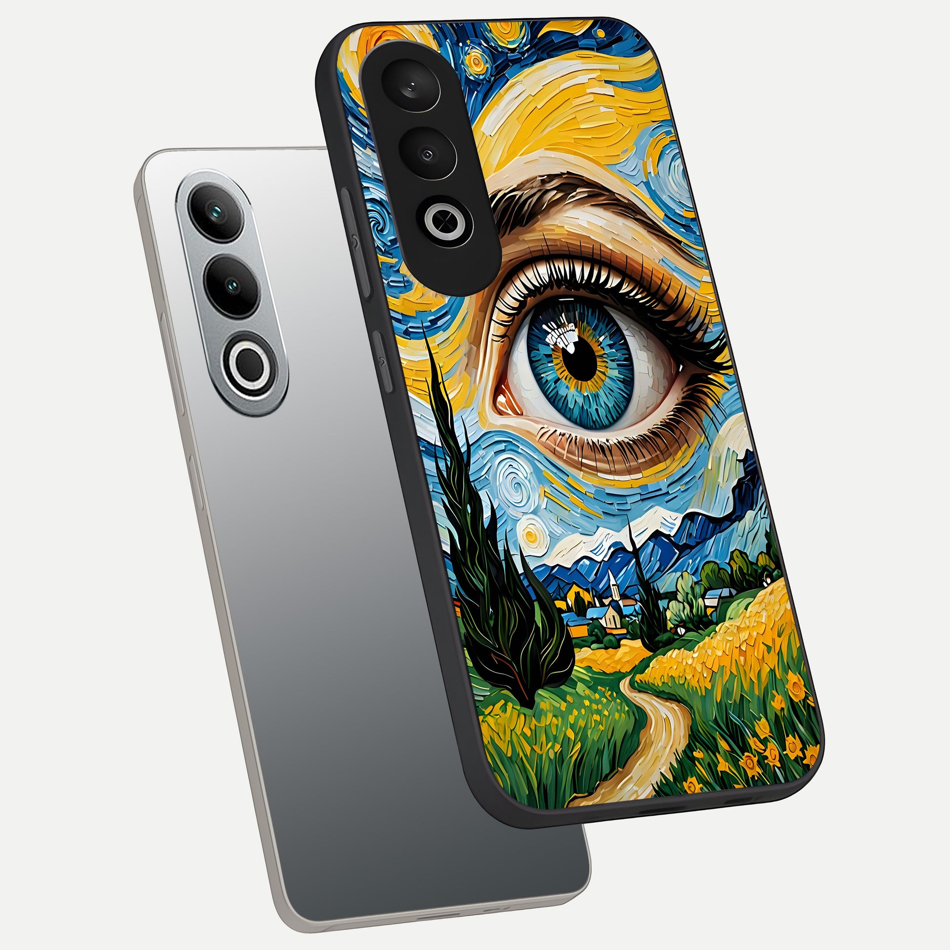  Van Gogh Eye phone case For Oneplus Nord CE4 showing premium glass back cover with detailed artwork