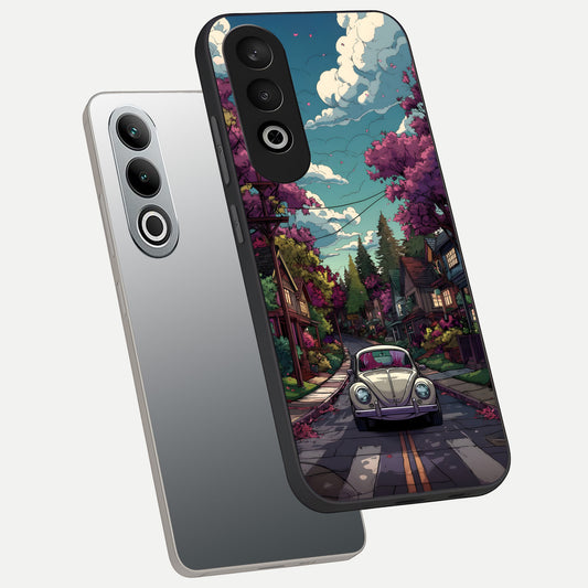  Vintage Street Drive phone case For Oneplus Nord CE4 showing premium glass back cover with detailed artwork