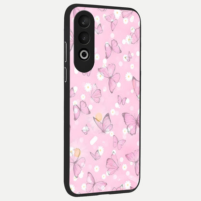  Blush Butterfly Garden back cover For Oneplus Nord CE4 slim fit glass case with vibrant aesthetic design