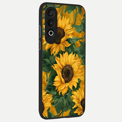  Bright Sunflower Bloom back cover For Oneplus Nord CE4 slim fit glass case with vibrant aesthetic design