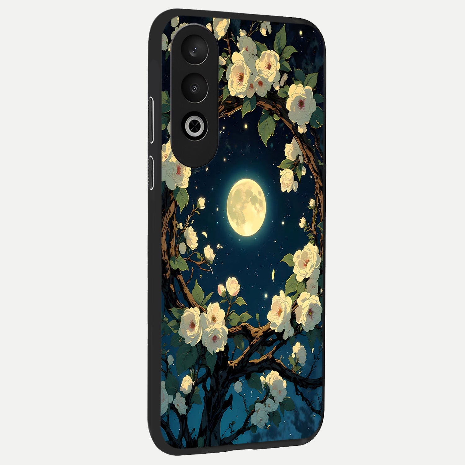  Celestial Moon And Flower back cover For Oneplus Nord CE4 slim fit glass case with vibrant aesthetic design