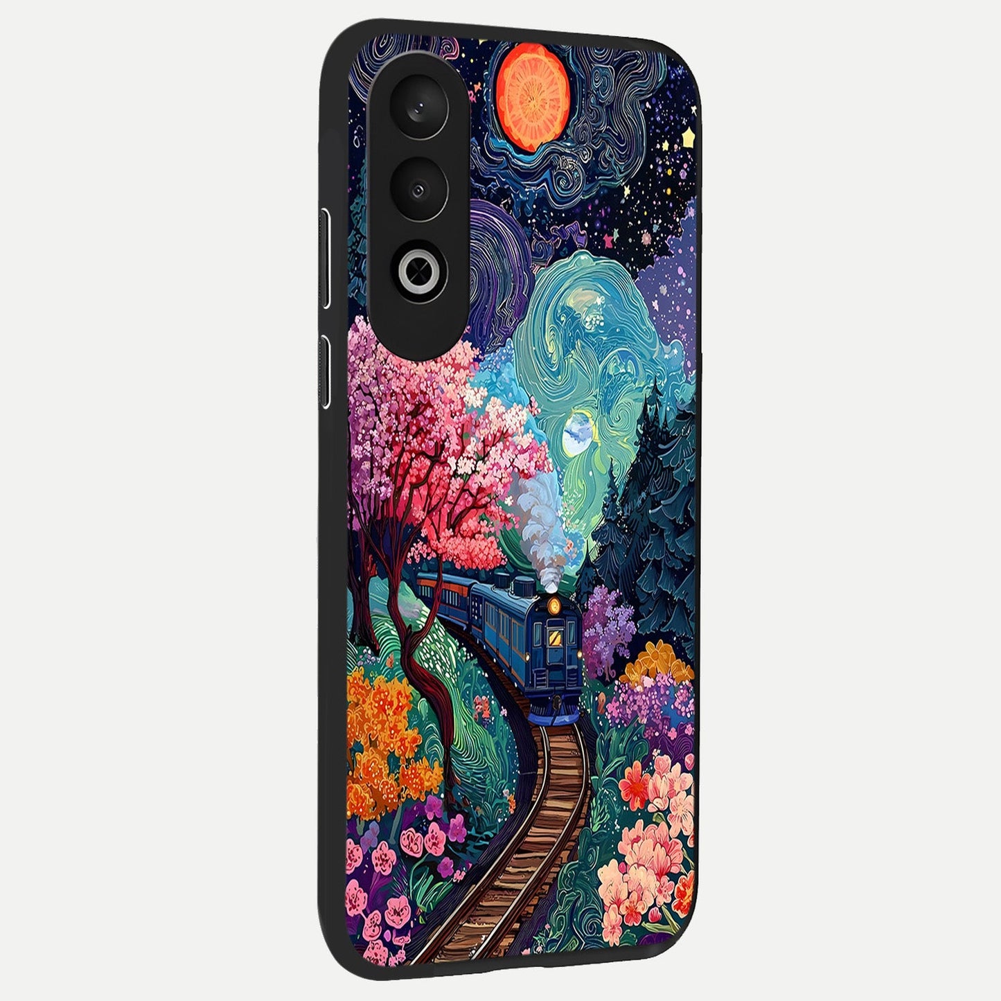  Celestial Train Journey back cover For Oneplus Nord CE4 slim fit glass case with vibrant aesthetic design