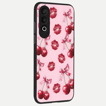  Cherry With Lips back cover For Oneplus Nord CE4 slim fit glass case with vibrant aesthetic design