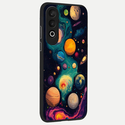  Cosmic Planet Journey back cover For Oneplus Nord CE4 slim fit glass case with vibrant aesthetic design