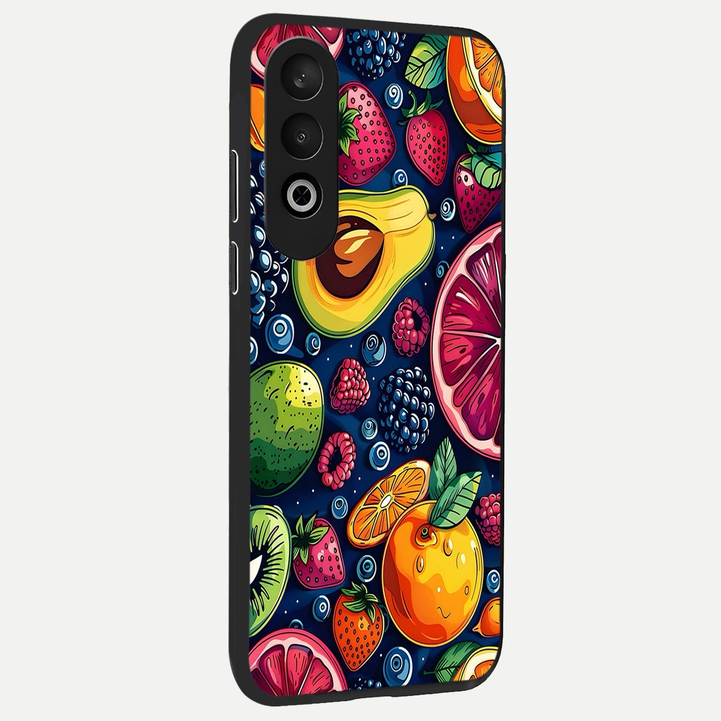  Cute Fruits Art back cover For Oneplus Nord CE4 slim fit glass case with vibrant aesthetic design