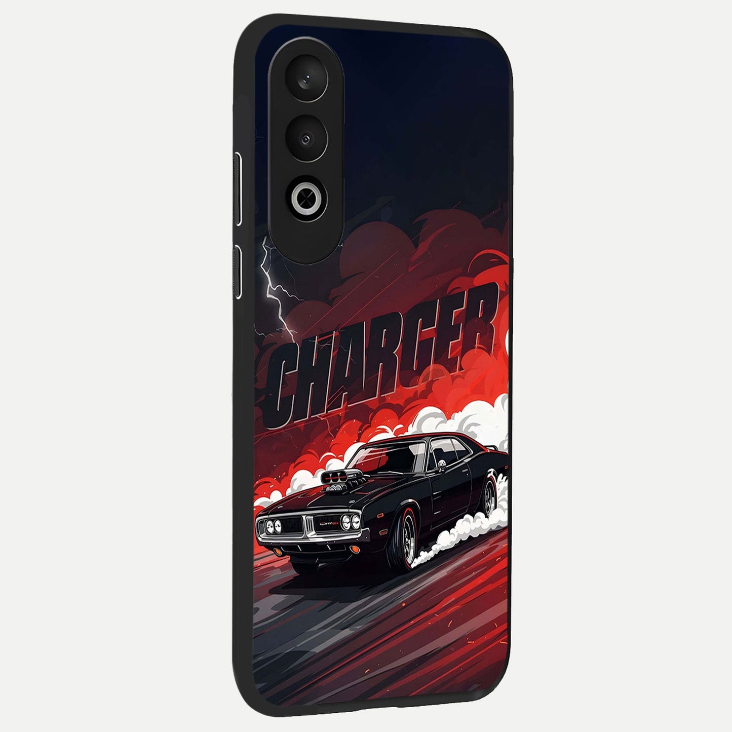  Dark Charger Fury back cover For Oneplus Nord CE4 slim fit glass case with vibrant aesthetic design