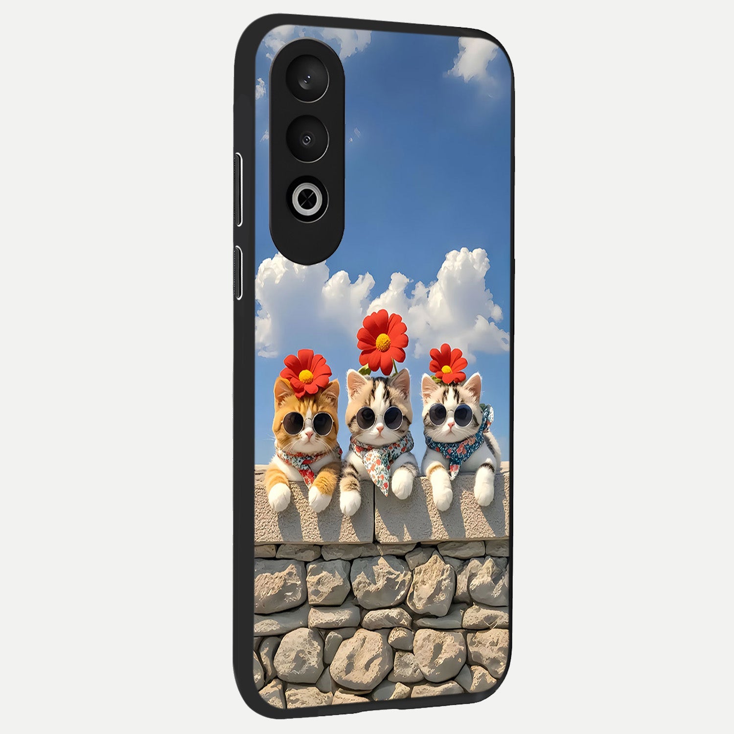  Floral Kitty Squad back cover For Oneplus Nord CE4 slim fit glass case with vibrant aesthetic design