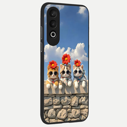  Floral Kitty Squad back cover For Oneplus Nord CE4 slim fit glass case with vibrant aesthetic design