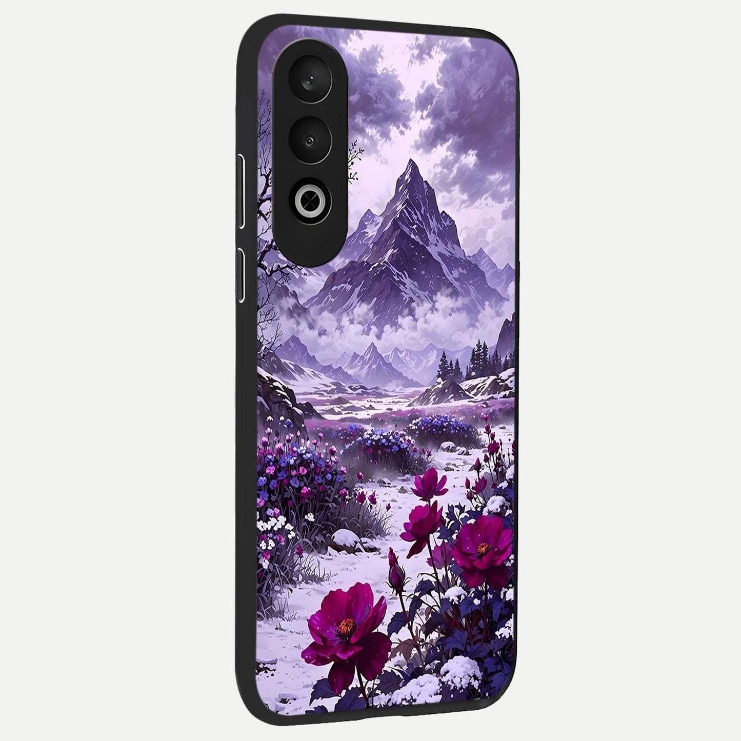  Flower Mountain View back cover For Oneplus Nord CE4 slim fit glass case with vibrant aesthetic design