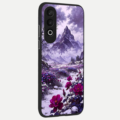  Flower Mountain View back cover For Oneplus Nord CE4 slim fit glass case with vibrant aesthetic design