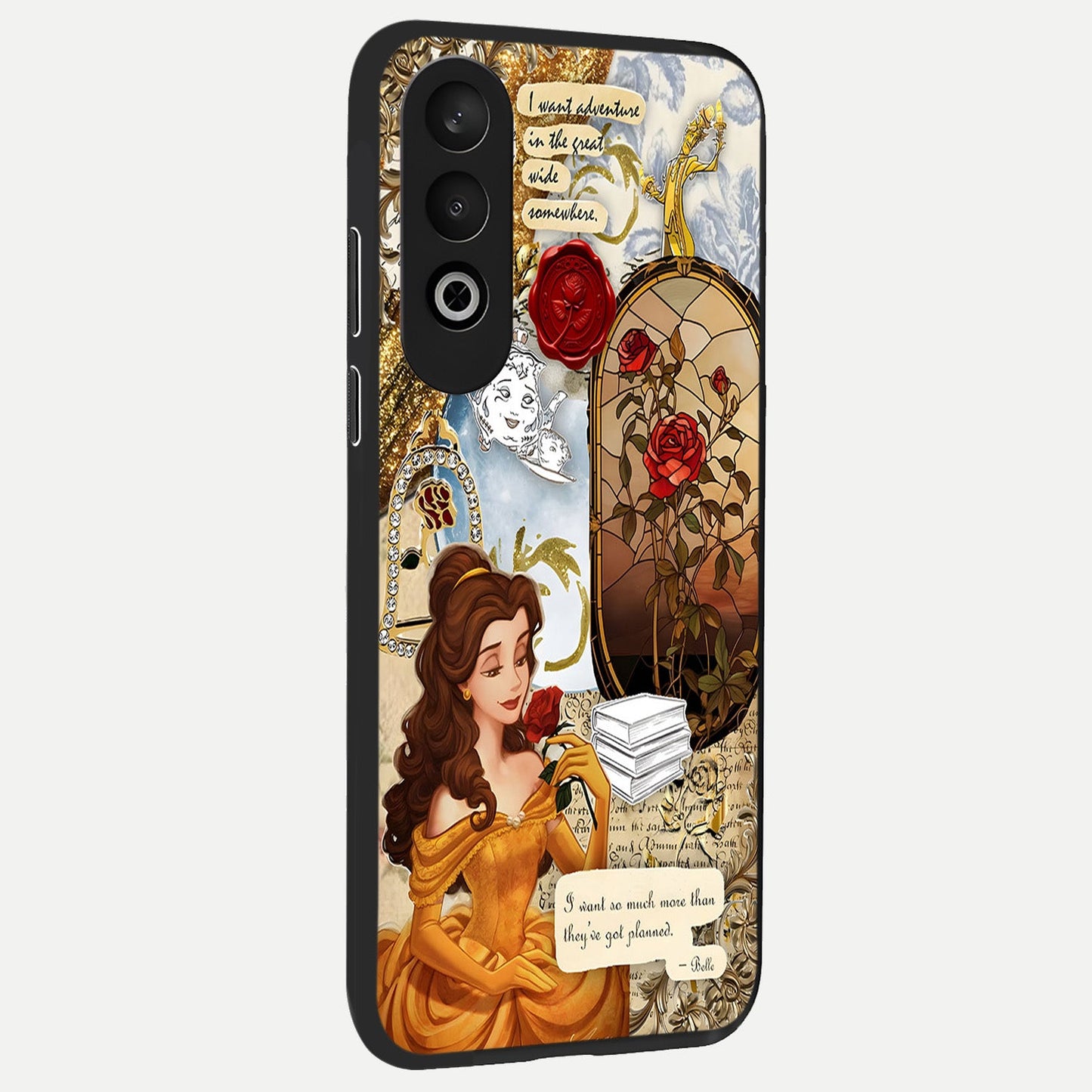  Golden Dream Belle back cover For Oneplus Nord CE4 slim fit glass case with vibrant aesthetic design