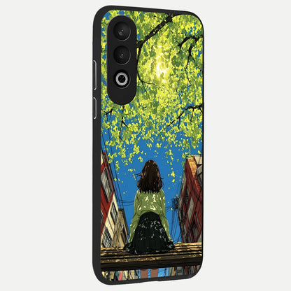  Golden Leaves Glow back cover For Oneplus Nord CE4 slim fit glass case with vibrant aesthetic design
