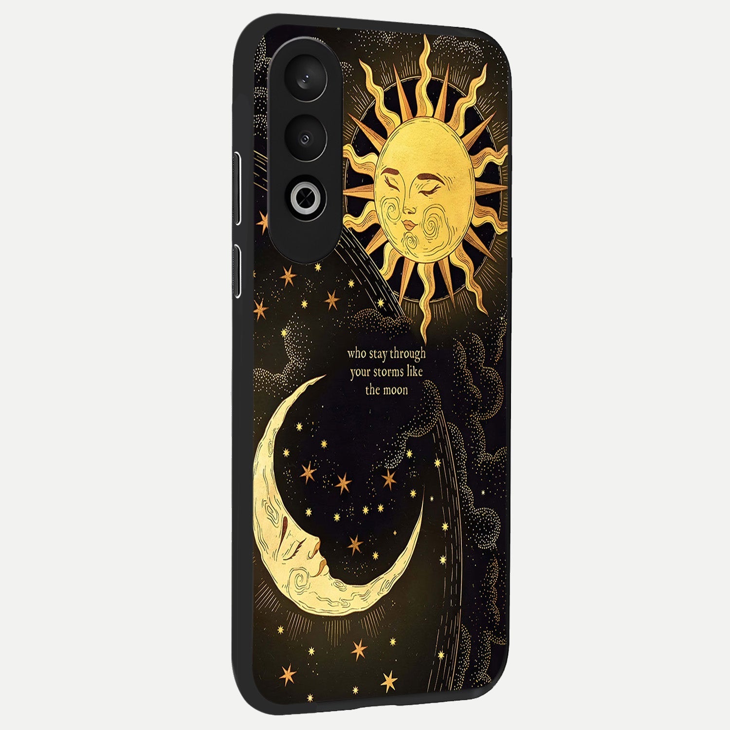  Golden Lunar Love back cover For Oneplus Nord CE4 slim fit glass case with vibrant aesthetic design