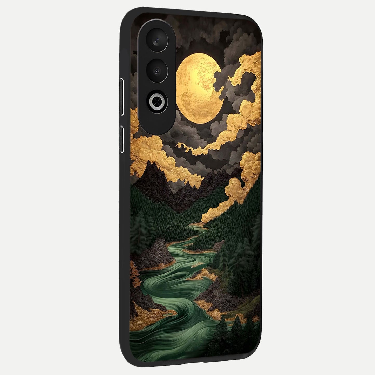  Golden River Moon back cover For Oneplus Nord CE4 slim fit glass case with vibrant aesthetic design