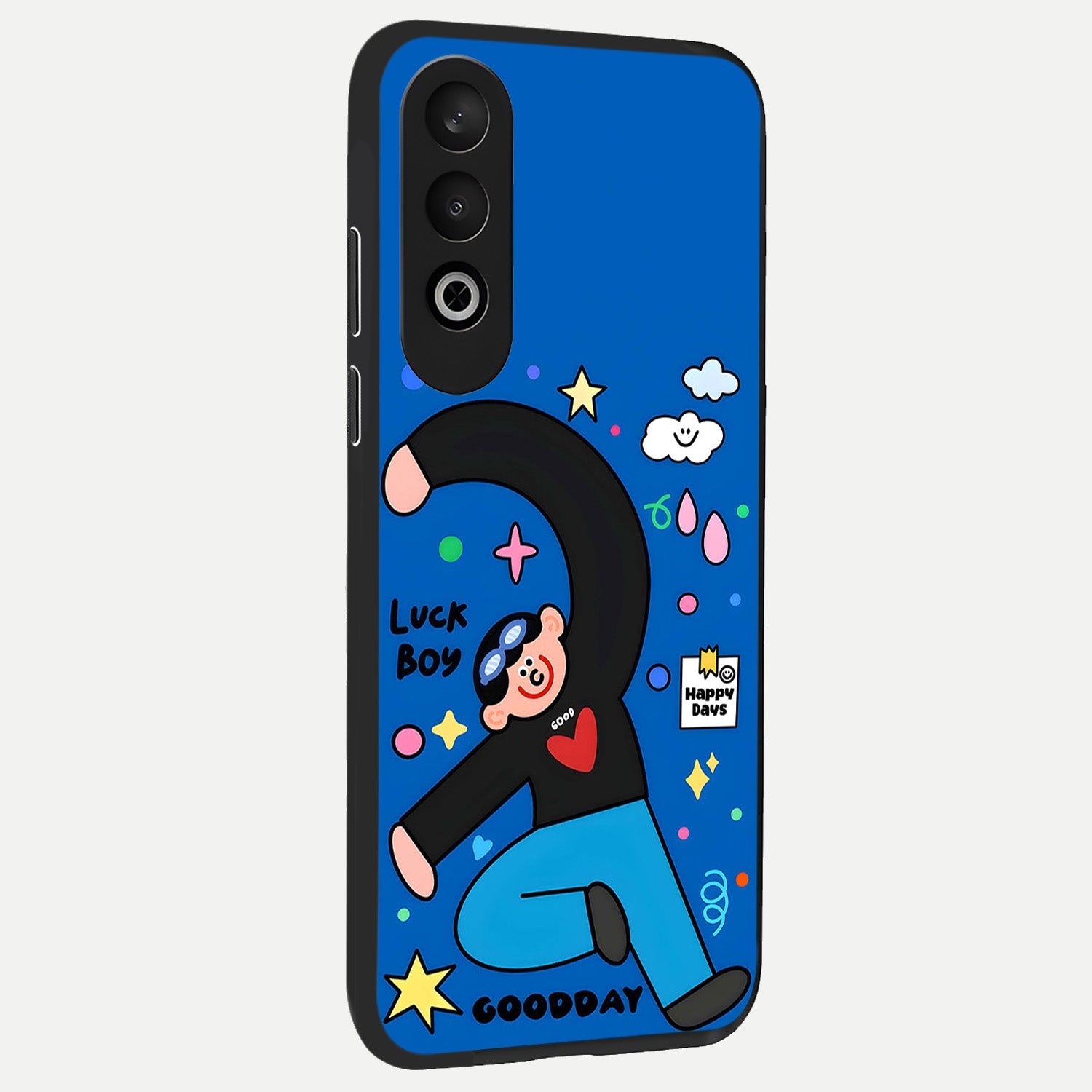  Happy Luck Vibe back cover For Oneplus Nord CE4 slim fit glass case with vibrant aesthetic design