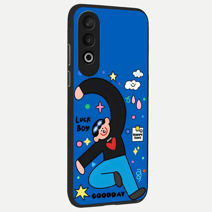  Happy Luck Vibe back cover For Oneplus Nord CE4 slim fit glass case with vibrant aesthetic design