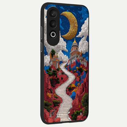  Heavenly Moon Path back cover For Oneplus Nord CE4 slim fit glass case with vibrant aesthetic design