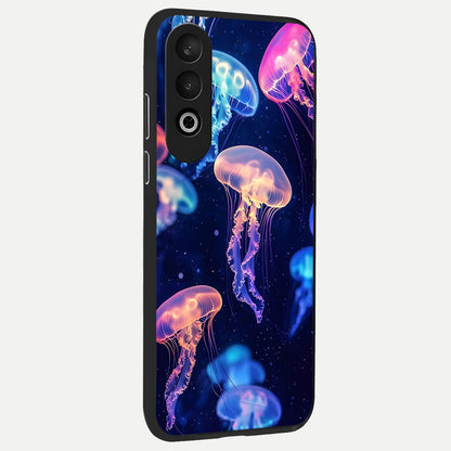  Jellyfish Pattern back cover For Oneplus Nord CE4 slim fit glass case with vibrant aesthetic design