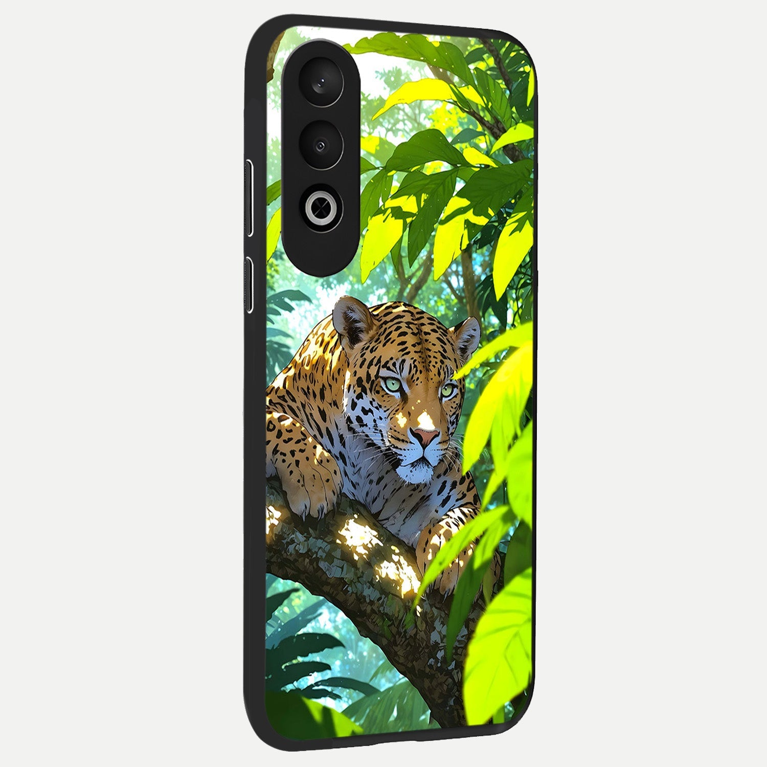  Leopard in Jungle back cover For Oneplus Nord CE4 slim fit glass case with vibrant aesthetic design