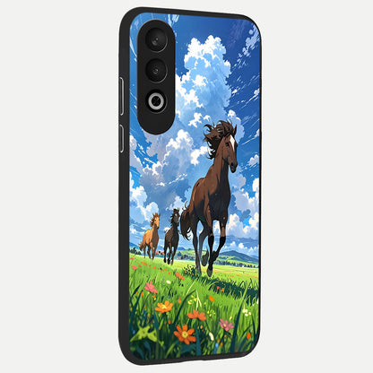  Majestic Horses Galloping back cover For Oneplus Nord CE4 slim fit glass case with vibrant aesthetic design