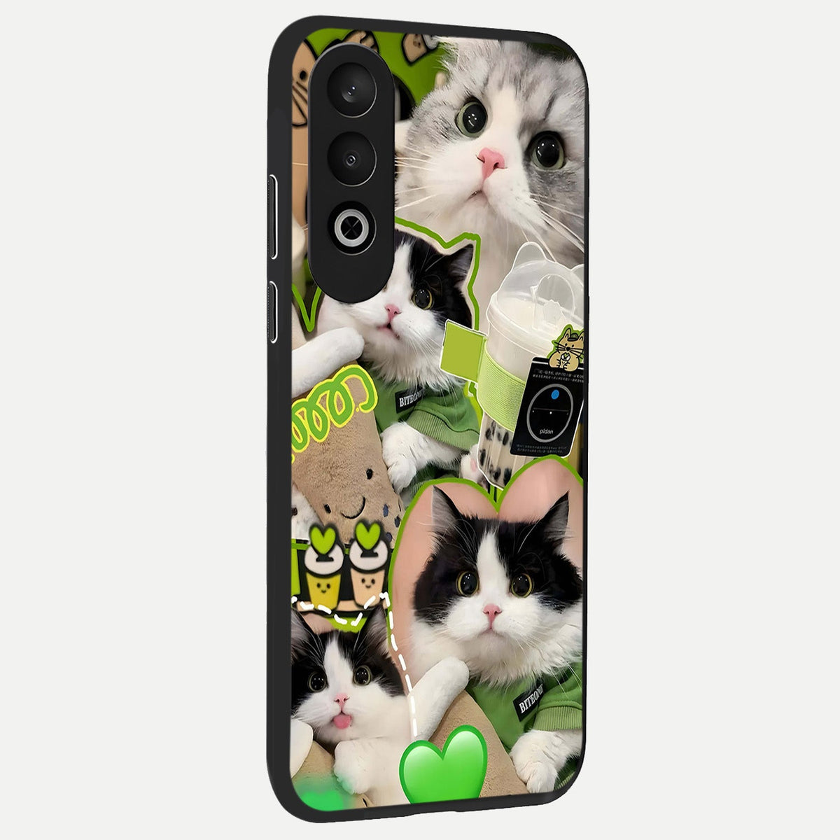  Matcha Cats Mood back cover For Oneplus Nord CE4 slim fit glass case with vibrant aesthetic design