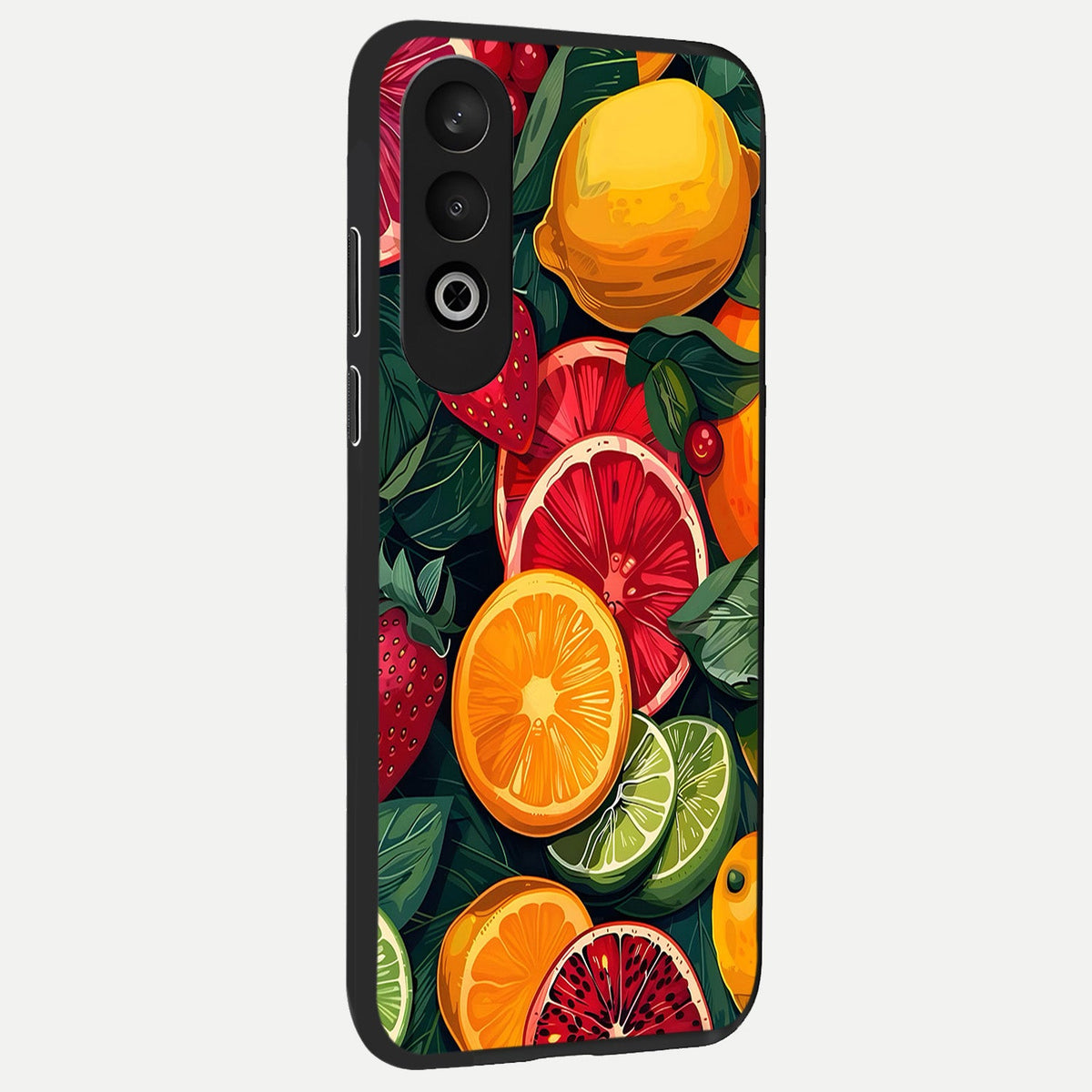  Multiple Fruits back cover For Oneplus Nord CE4 slim fit glass case with vibrant aesthetic design