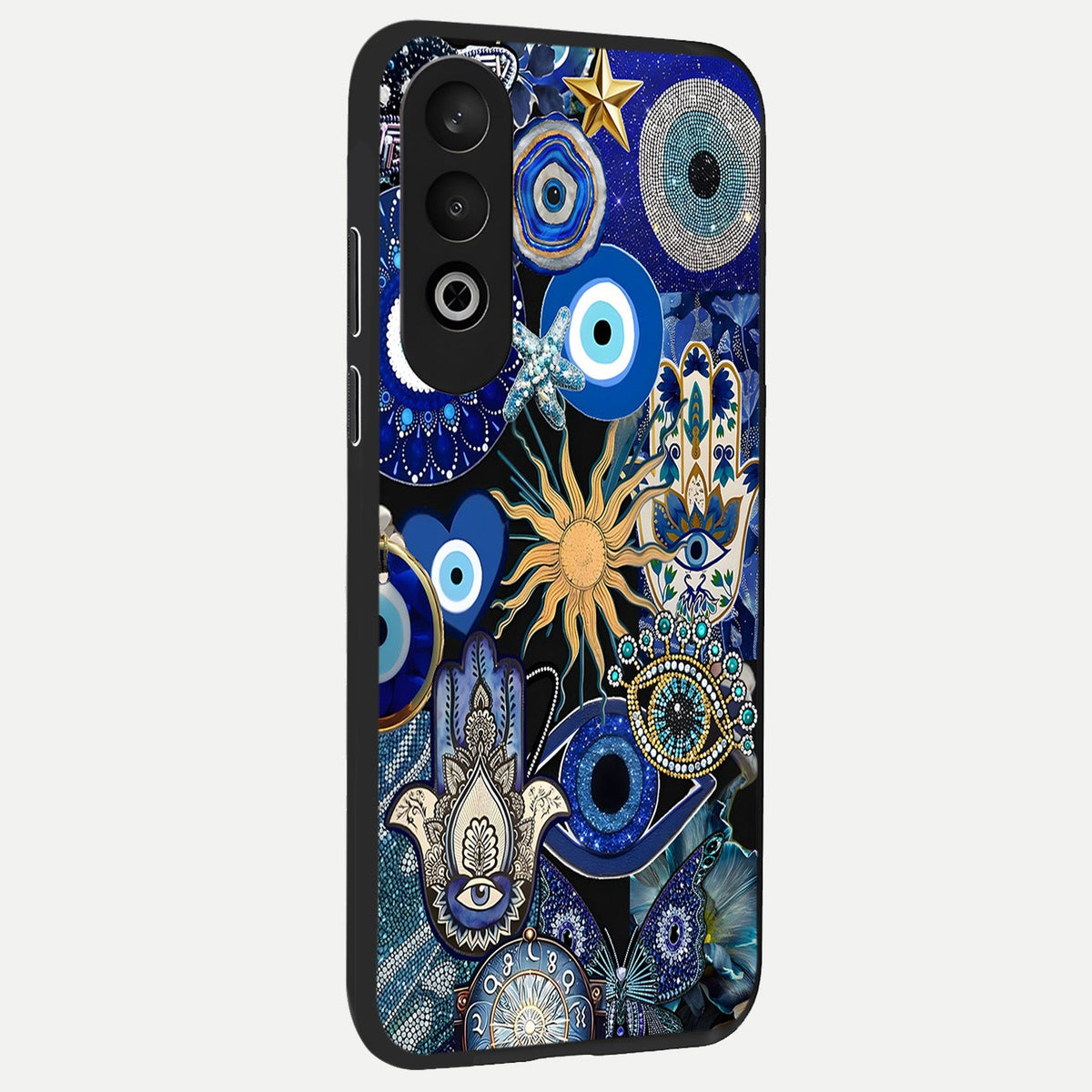  Mystic Blue Evil Eye back cover For Oneplus Nord CE4 slim fit glass case with vibrant aesthetic design