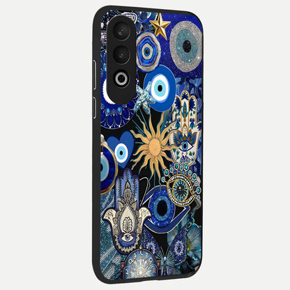 Mystic Blue Evil Eye back cover For Oneplus Nord CE4 slim fit glass case with vibrant aesthetic design