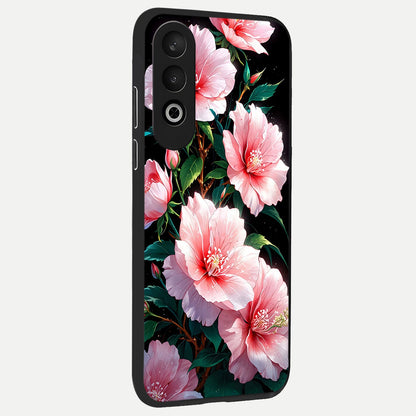  Peach Flower back cover For Oneplus Nord CE4 slim fit glass case with vibrant aesthetic design