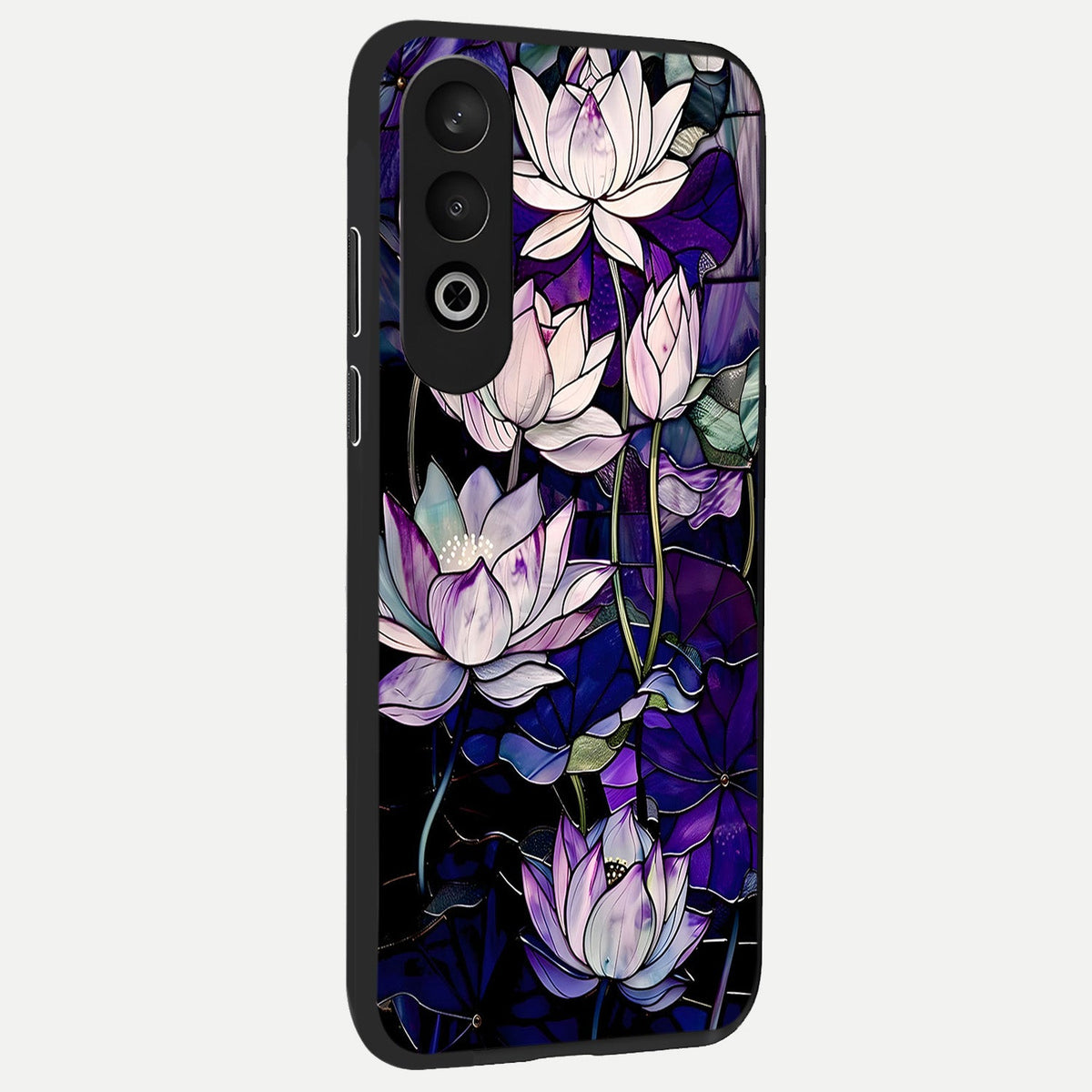  Purple Lotus Pattern back cover For Oneplus Nord CE4 slim fit glass case with vibrant aesthetic design
