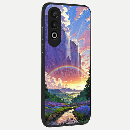  Rainbow Valley Dream back cover For Oneplus Nord CE4 slim fit glass case with vibrant aesthetic design