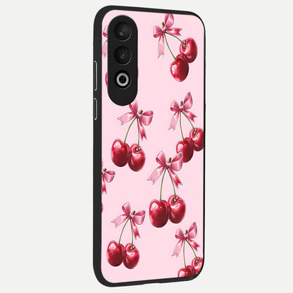  Red Cherries Pattern back cover For Oneplus Nord CE4 slim fit glass case with vibrant aesthetic design