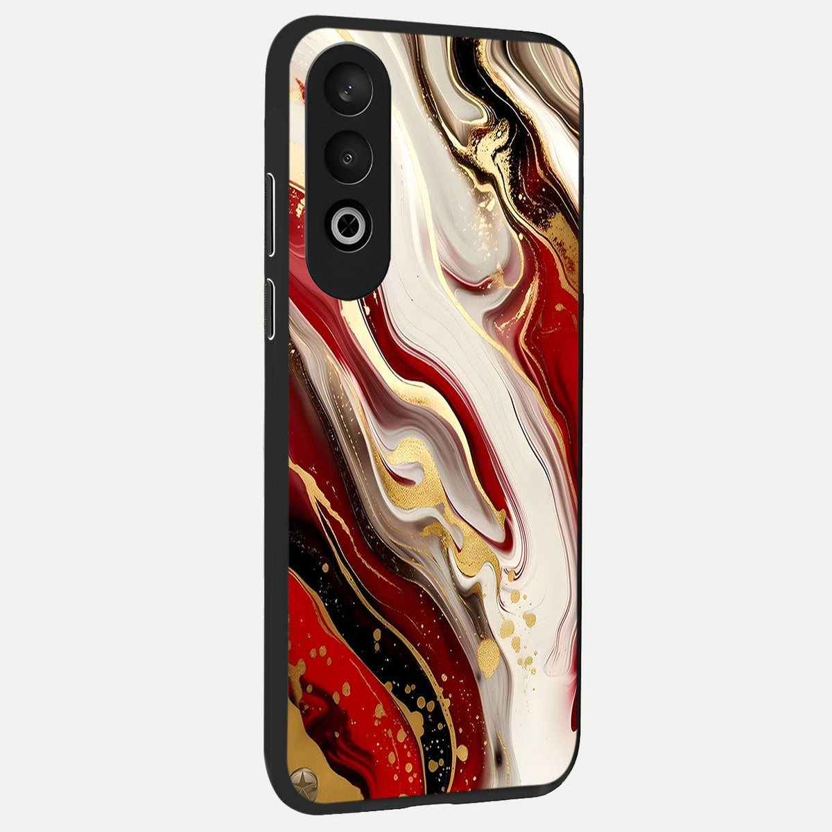  Red And White Marble back cover For Oneplus Nord CE4 slim fit glass case with vibrant aesthetic design