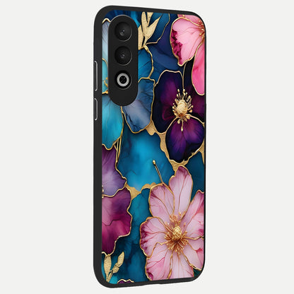  Sparkle Floral back cover For Oneplus Nord CE4 slim fit glass case with vibrant aesthetic design