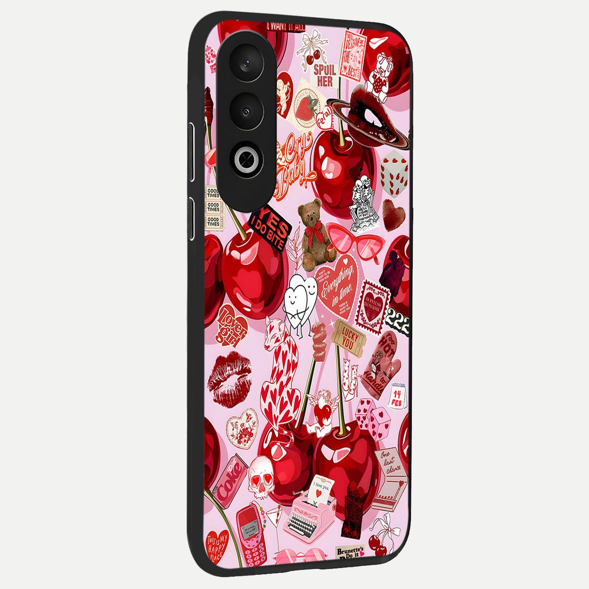  Sweet Cherry Chaos back cover For Oneplus Nord CE4 slim fit glass case with vibrant aesthetic design