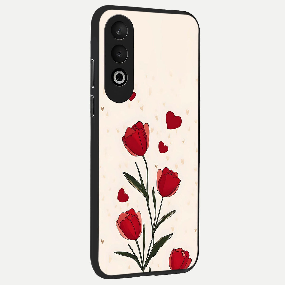  Tulip With Heart back cover For Oneplus Nord CE4 slim fit glass case with vibrant aesthetic design